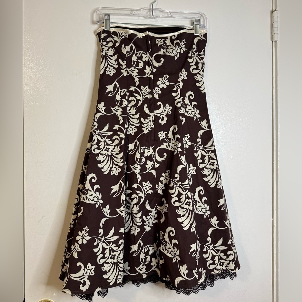 Vintage Y2k A.Byer Brown and Cream Dress Size 9 - Picture 5 of 14